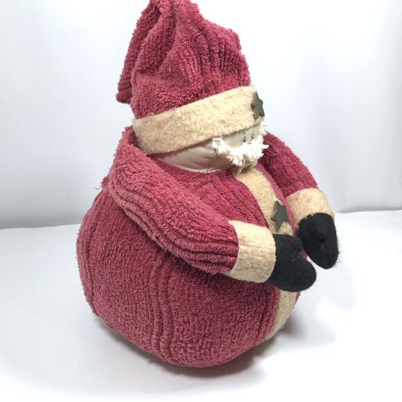 Vintage Rustic Santa Red Chenille Christmas Display, Ozark Mountain Crafts - Picture 3 of 7